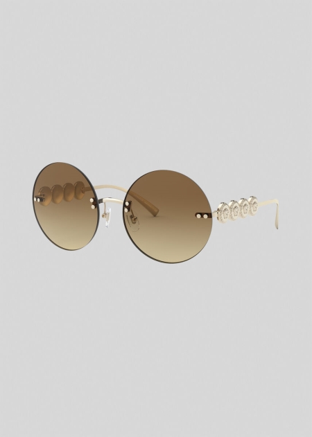 Ochelari de Soare Versace Pale Gold Signature Medusa Dama | BXNAYMQ-02